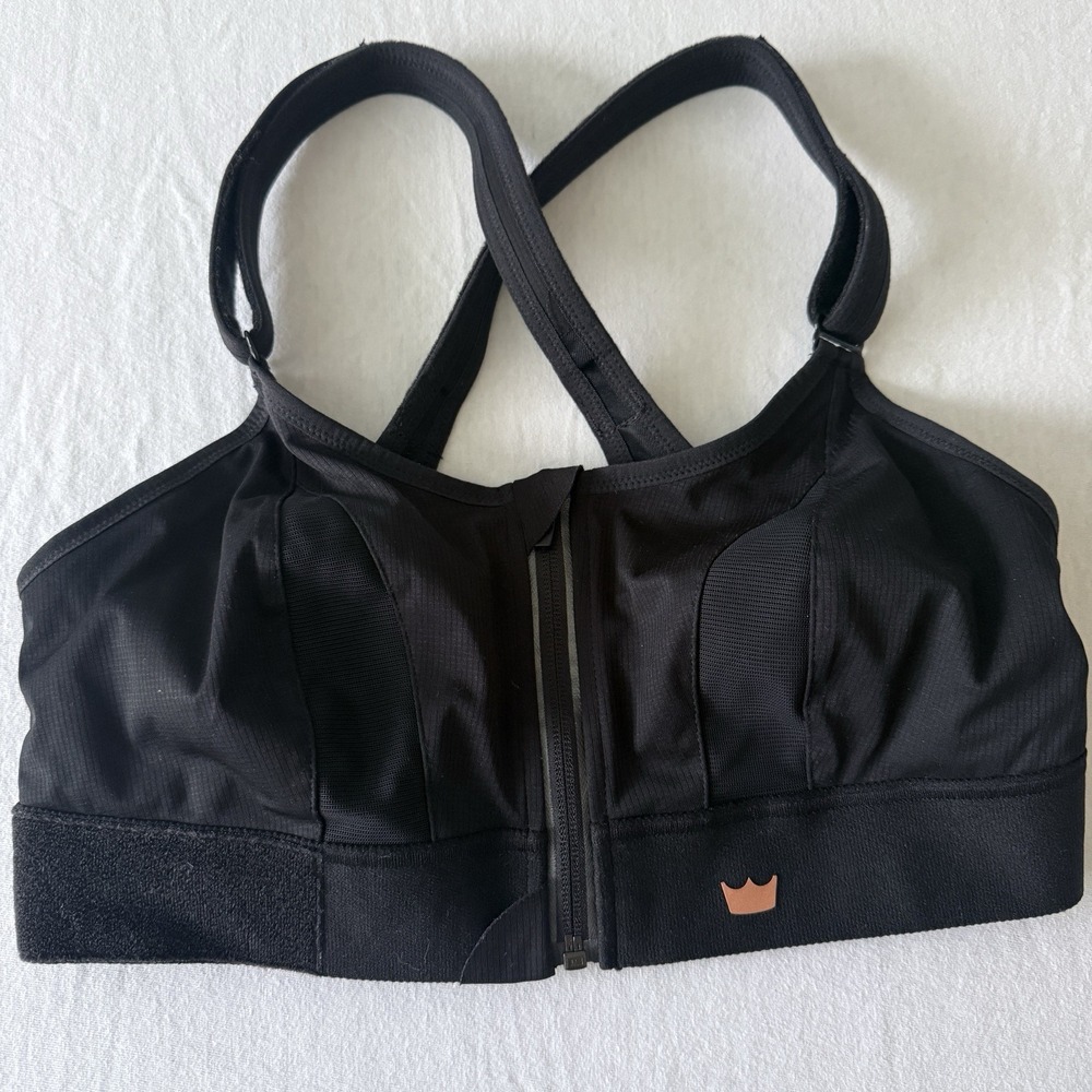 SHEFIT ULTIMATE Black Luxe Sports Bra Support Workout Fitness Activewear Size L - Picture 2 of 9